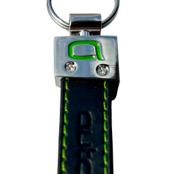 Lder/Metal nglering med logo/tekst p bde metalhovedet og lderet