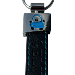 Lder/Metal nglering med logo/tekst p bde metalhovedet og lderet