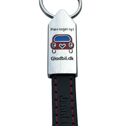 Lder/Metal nglering med logo/tekst p bde metalhovedet og lderet