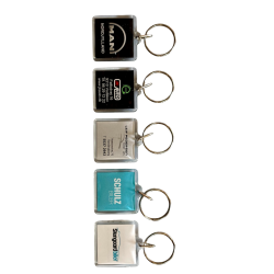  Acryln�glering 39 x 39 mm med eget logo og tekst p� begge sider