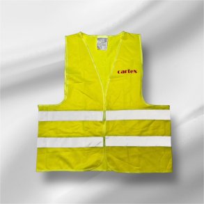 Sikkerhedsveste i gul med mulighed for eget navn og logo pfrt
