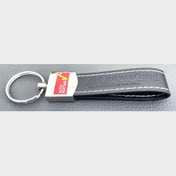 Lder/Metal nglering med logo/tekst p bde metalhovedet og lderet