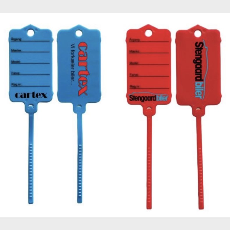 N�gletags med dit eget navn og logo