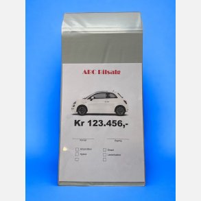 Prisskilteholder A4 p hjkant til fastgrelse i solskrm